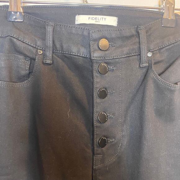 NWT Fidelity Denim Katie Jeans Mid-Rise Slim Flared Jett Black Dark Wash Size 26 - Picture 5 of 8
